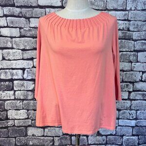 Talbots Peach 3/4 Sleeve Boat Neck Top Size 1X